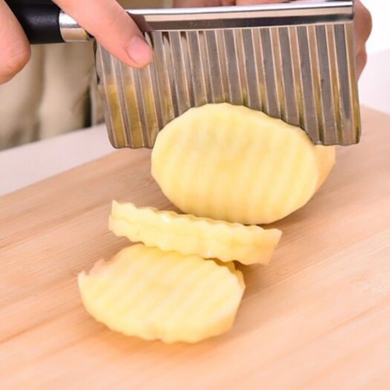 Wave Shaped Potato Cutter Stainless Steel Knife Silver