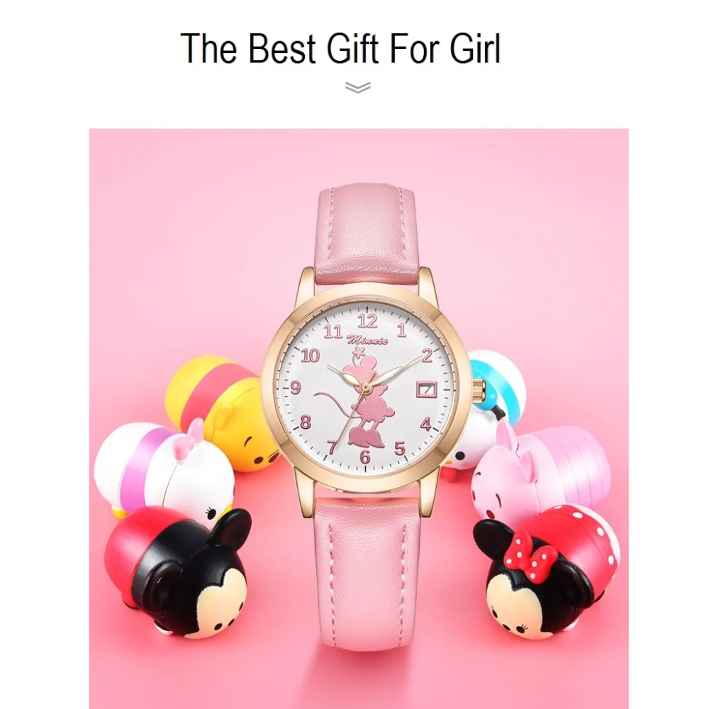 Veile Studios Minnie Mouse Kids Girl Cute Beautiful Quartz Wristwatch Lady Clocks Children Watch