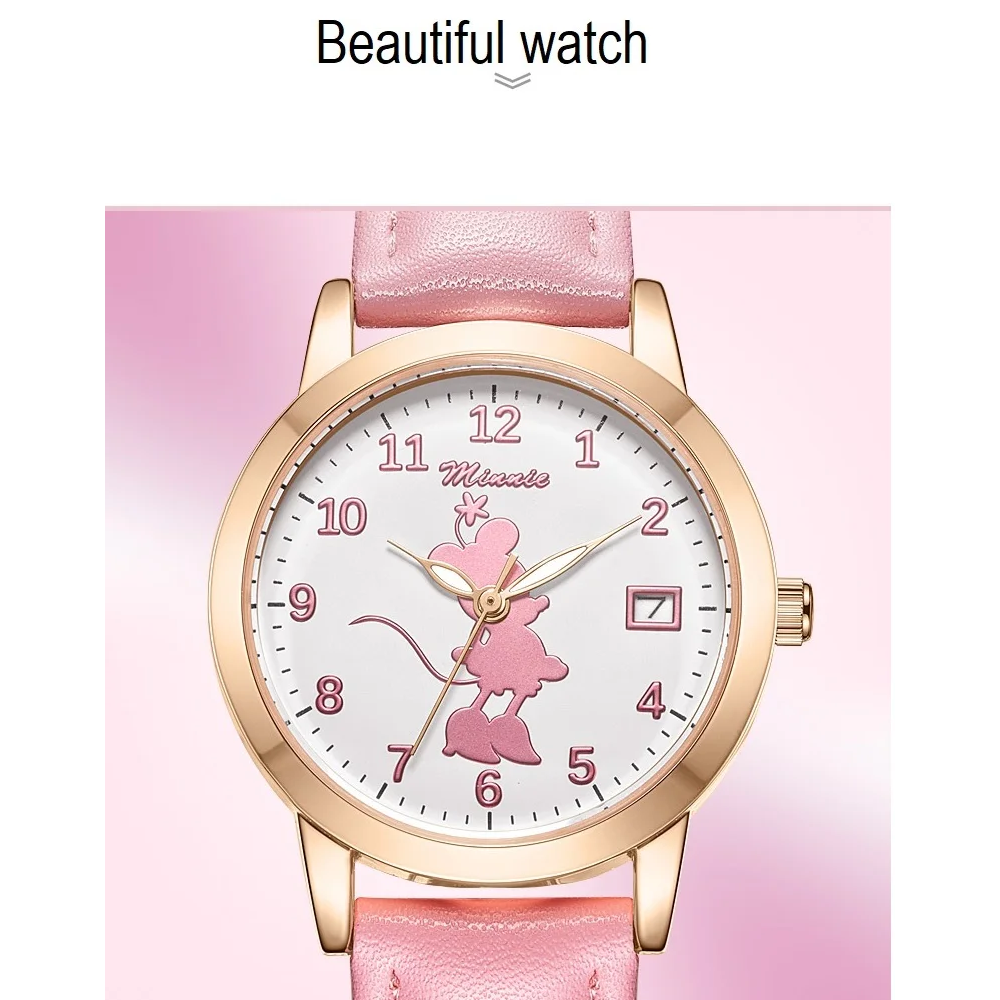Veile Studios Minnie Mouse Kids Girl Cute Beautiful Quartz Wristwatch Lady Clocks Children Watch