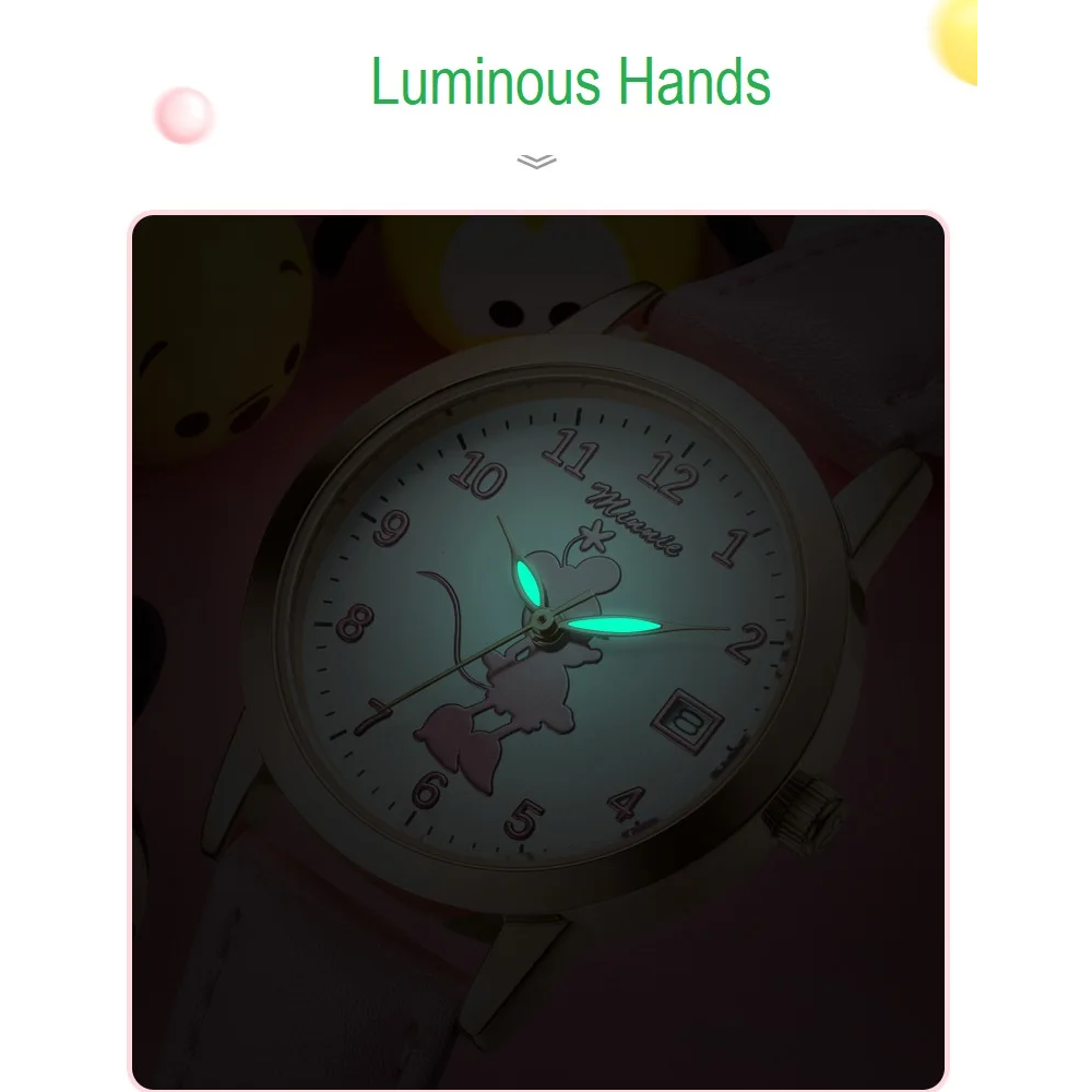 Veile Studios Minnie Mouse Kids Girl Cute Beautiful Quartz Wristwatch Lady Clocks Children Watch