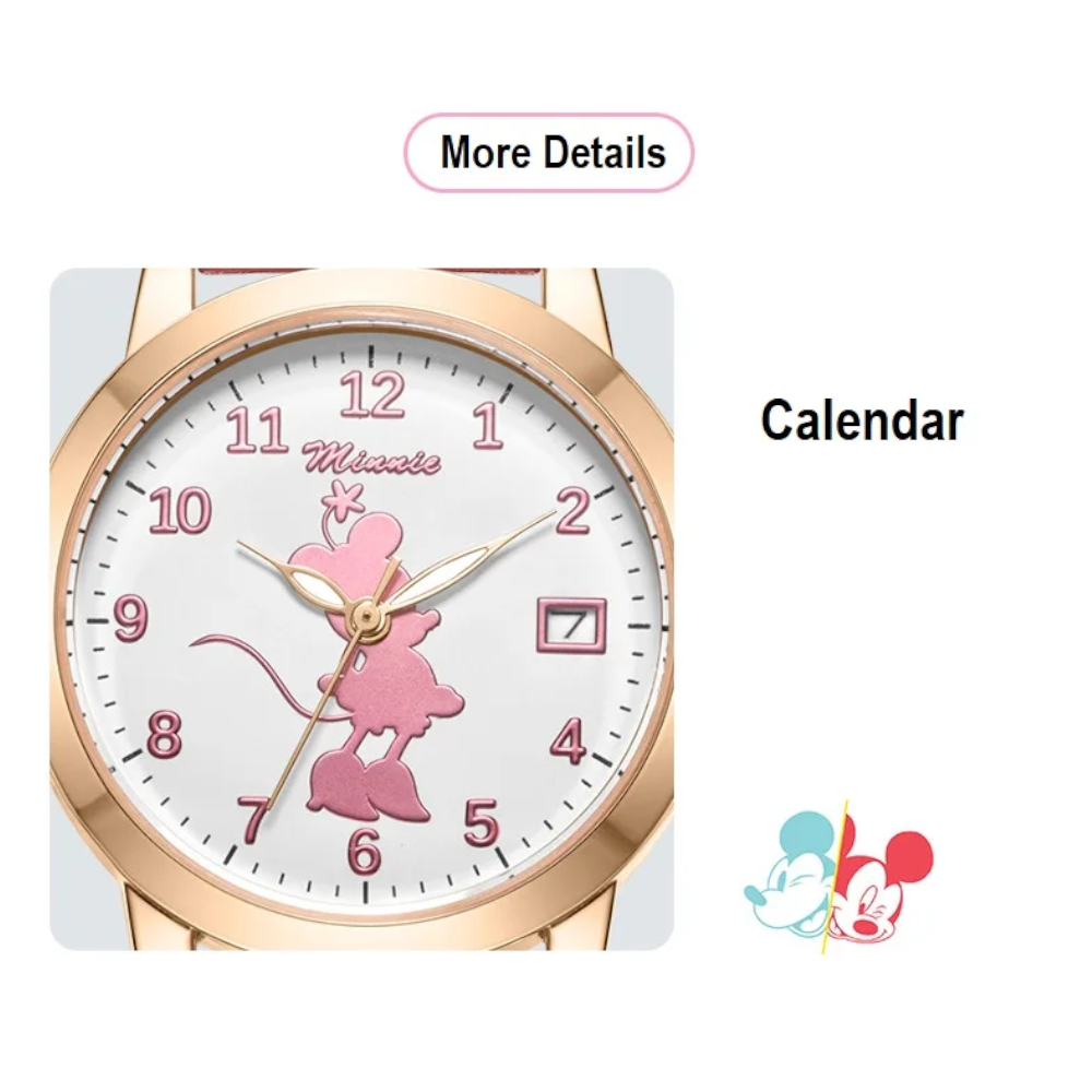 Veile Studios Minnie Mouse Kids Girl Cute Beautiful Quartz Wristwatch Lady Clocks Children Watch