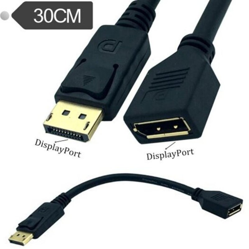 Displayport Extension Cable For Pc Projectors Hd Tv Laptops Port Male To Female 30Cm Black
