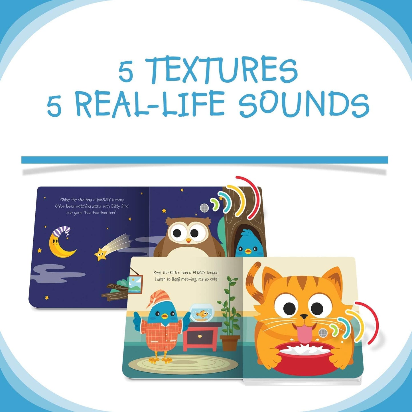Ditty Bird Cute Animals Interactive Sensory Sound Book For Toddlers Language Development