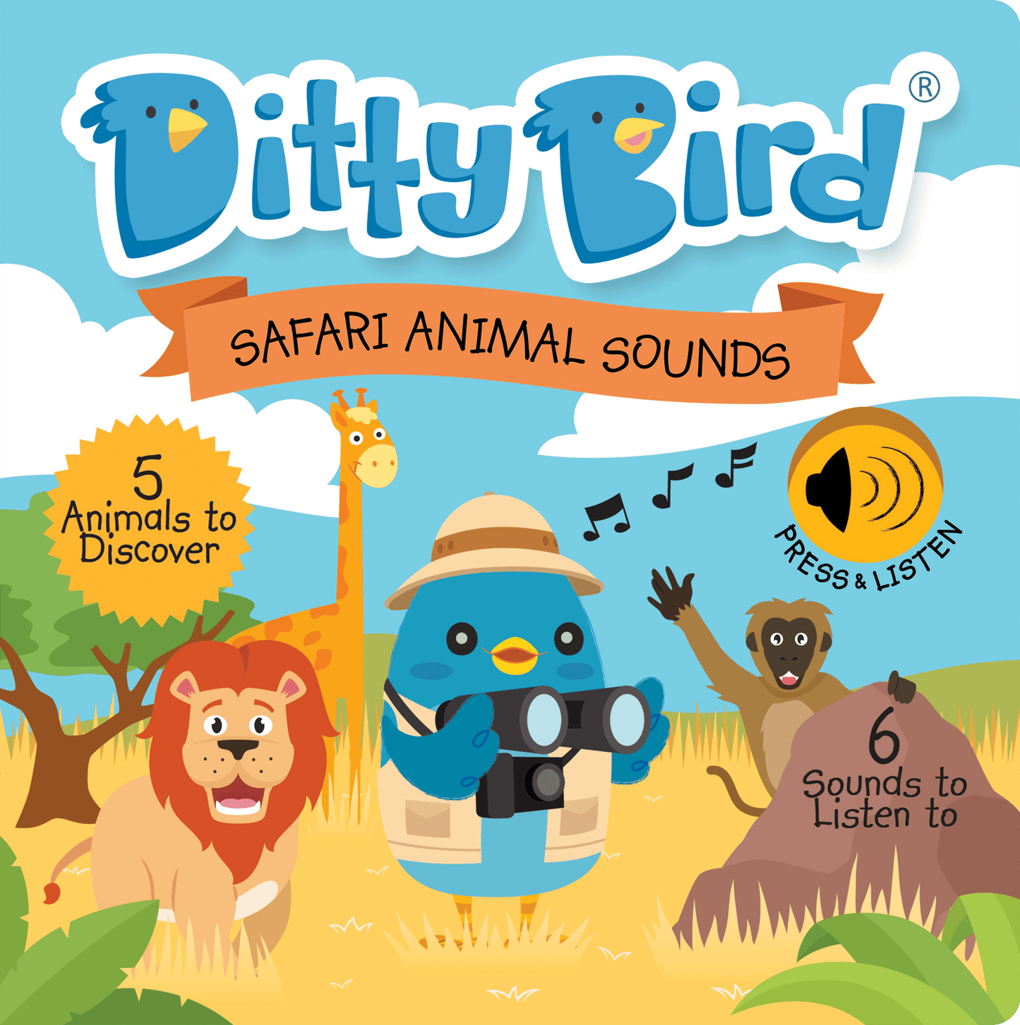 Ditty Bird Safari Animal Sounds Interactive Book With Wild Noises