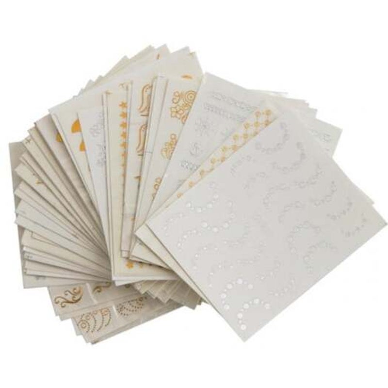 Diy Decoration Nail Sticker Gold And Silver Embossed 30Pcs Multi B