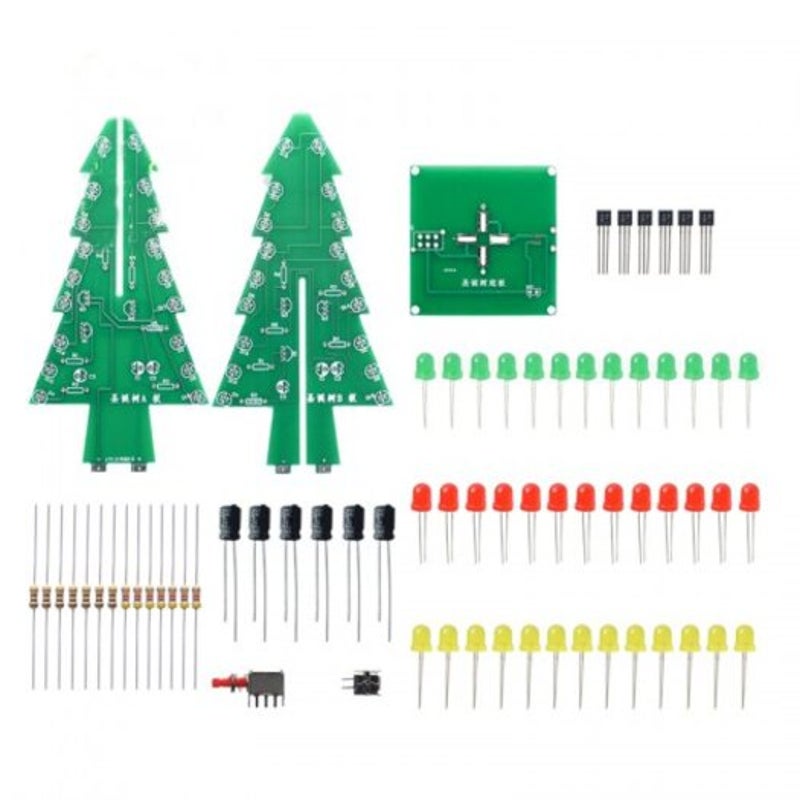 Diy Three Dimensional Color Christmas Tree Led Running Water Lights Kit Jungle Green