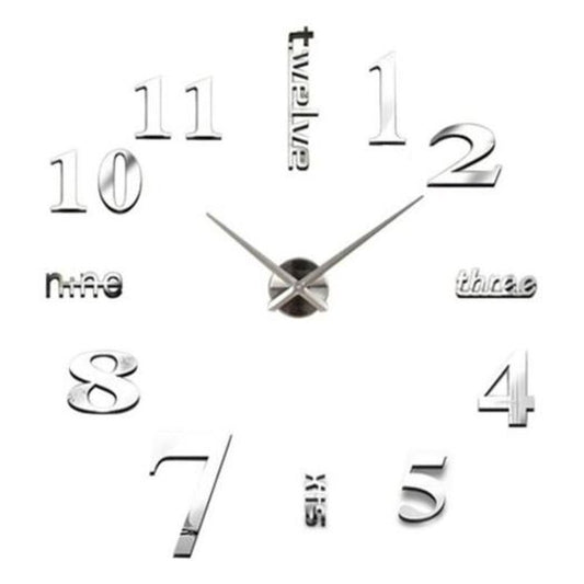 Diy Wall Mounted Clock Modern Unique Numbers Design Decorative Platinum