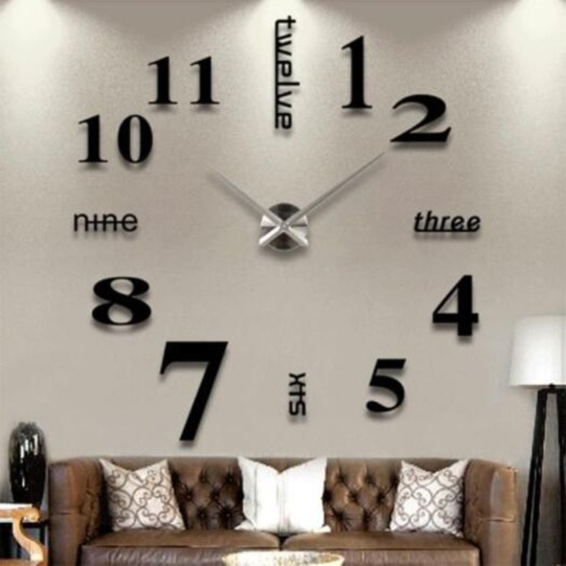 Diy Wall Mounted Clock Modern Unique Numbers Design Decorative Platinum
