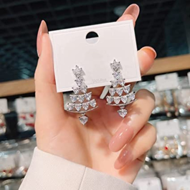 Christmas Tree Earrings Silver