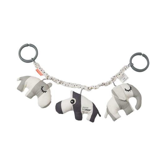 Pram Toy Grey Deer Friends With Soft Cotton And Stroller Attachment
