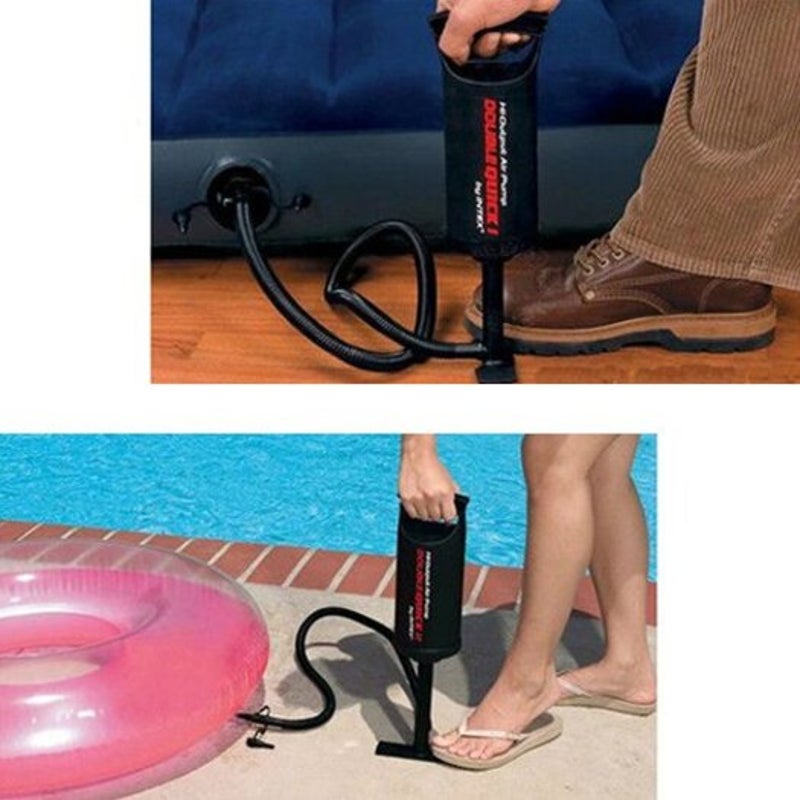 Double Actions Mini Manual Handheld Inflator Air Pump Black