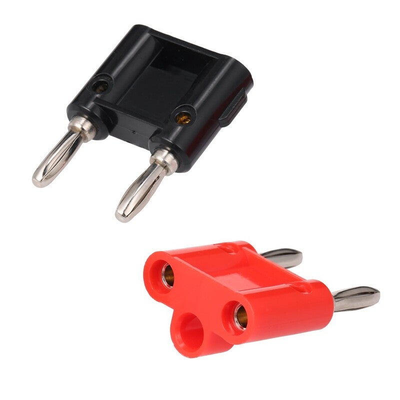 Double Row Banana 4Mm Plug Black Red Adapter Audio Lantern Cross Connector 2