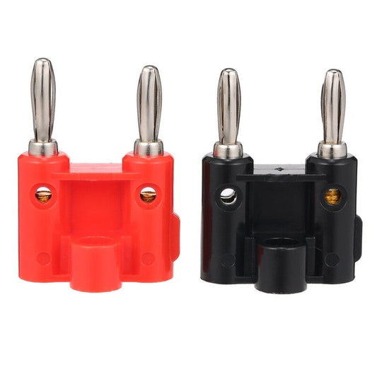 Double Row Banana 4Mm Plug Black Red Adapter Audio Lantern Cross Connector 2