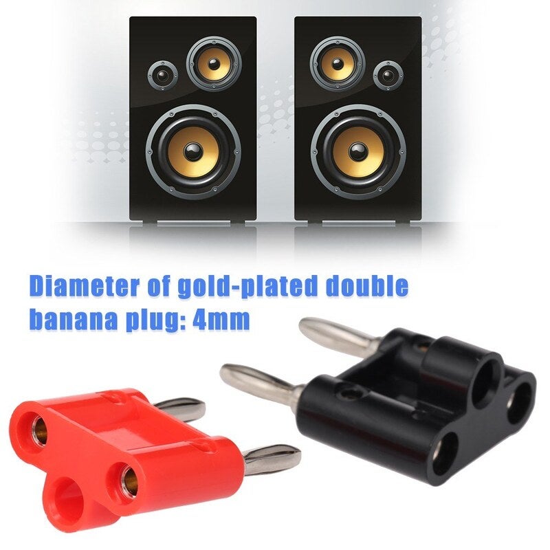 Double Row Banana 4Mm Plug Black Red Adapter Audio Lantern Cross Connector 2
