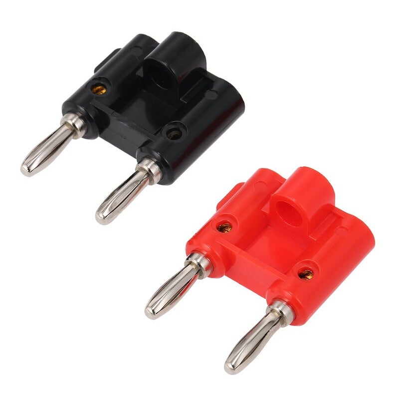 Double Row Banana 4Mm Plug Black Red Adapter Audio Lantern Cross Connector 2