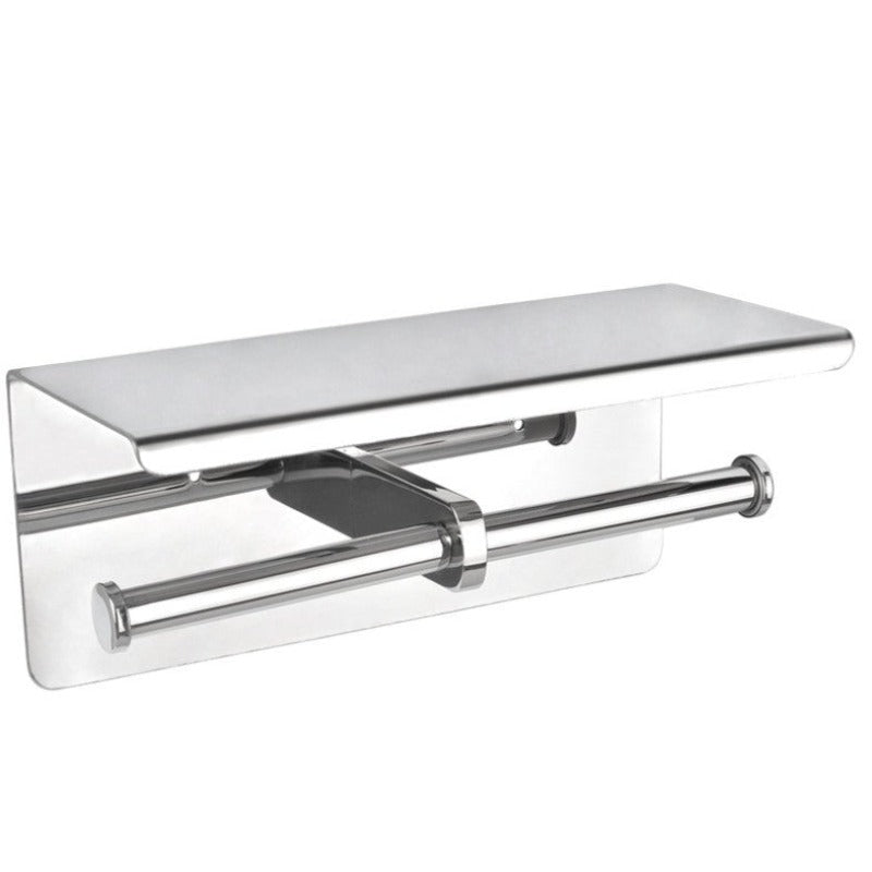 Double Toilet Paper Holder 304 Stainless Steel Bathroom Roll Tissue Roller Wall Storage Shelf Rack