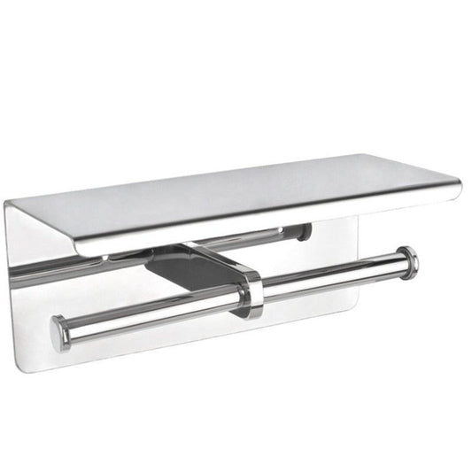 Double Toilet Paper Holder 304 Stainless Steel Bathroom Roll Tissue Roller Wall Storage Shelf Rack