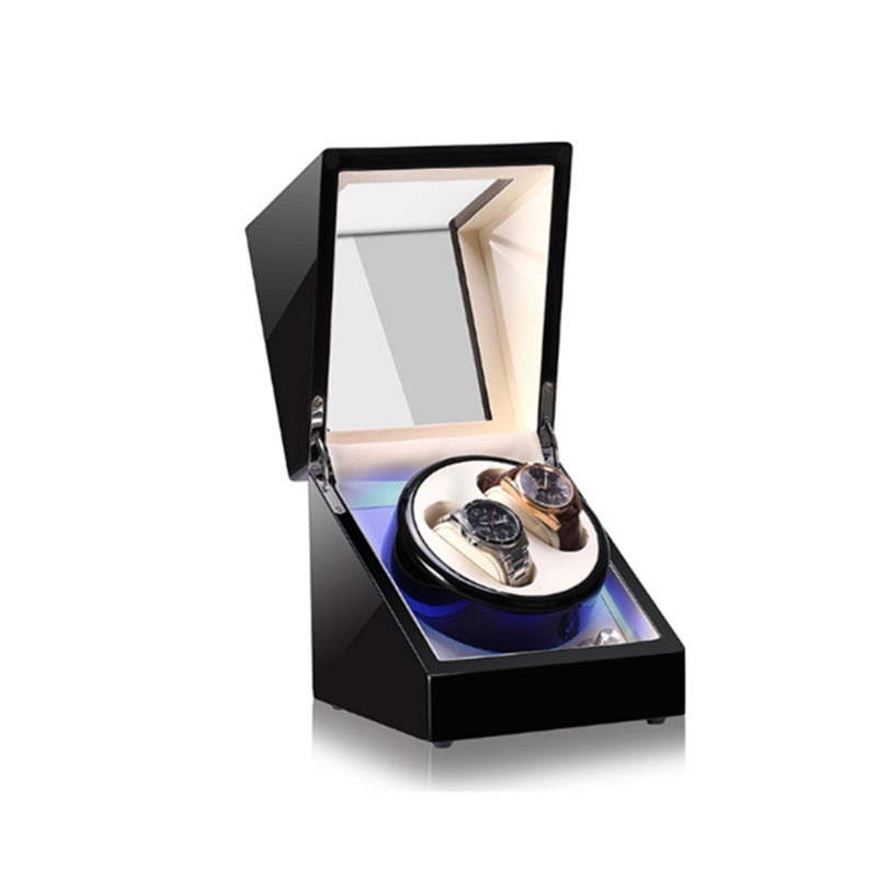 Automatic Winding Watch Box Mechanical Winder Device With Led Black White