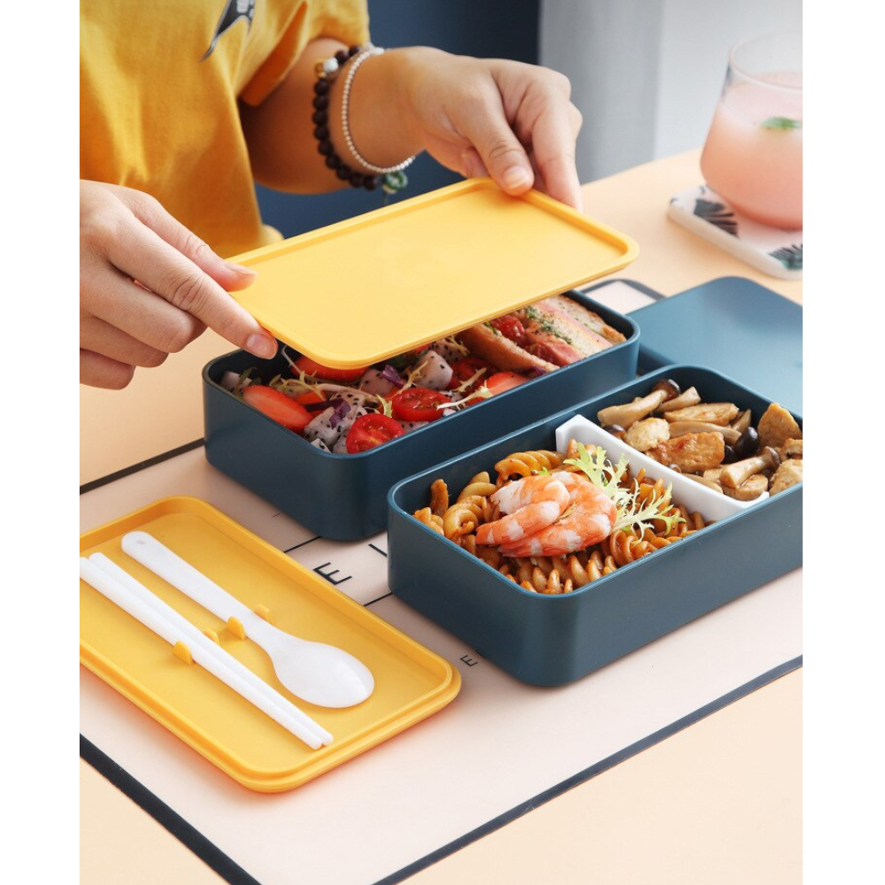 Double Layer Separated Bento Box Portable Microwave Food Lunchbox