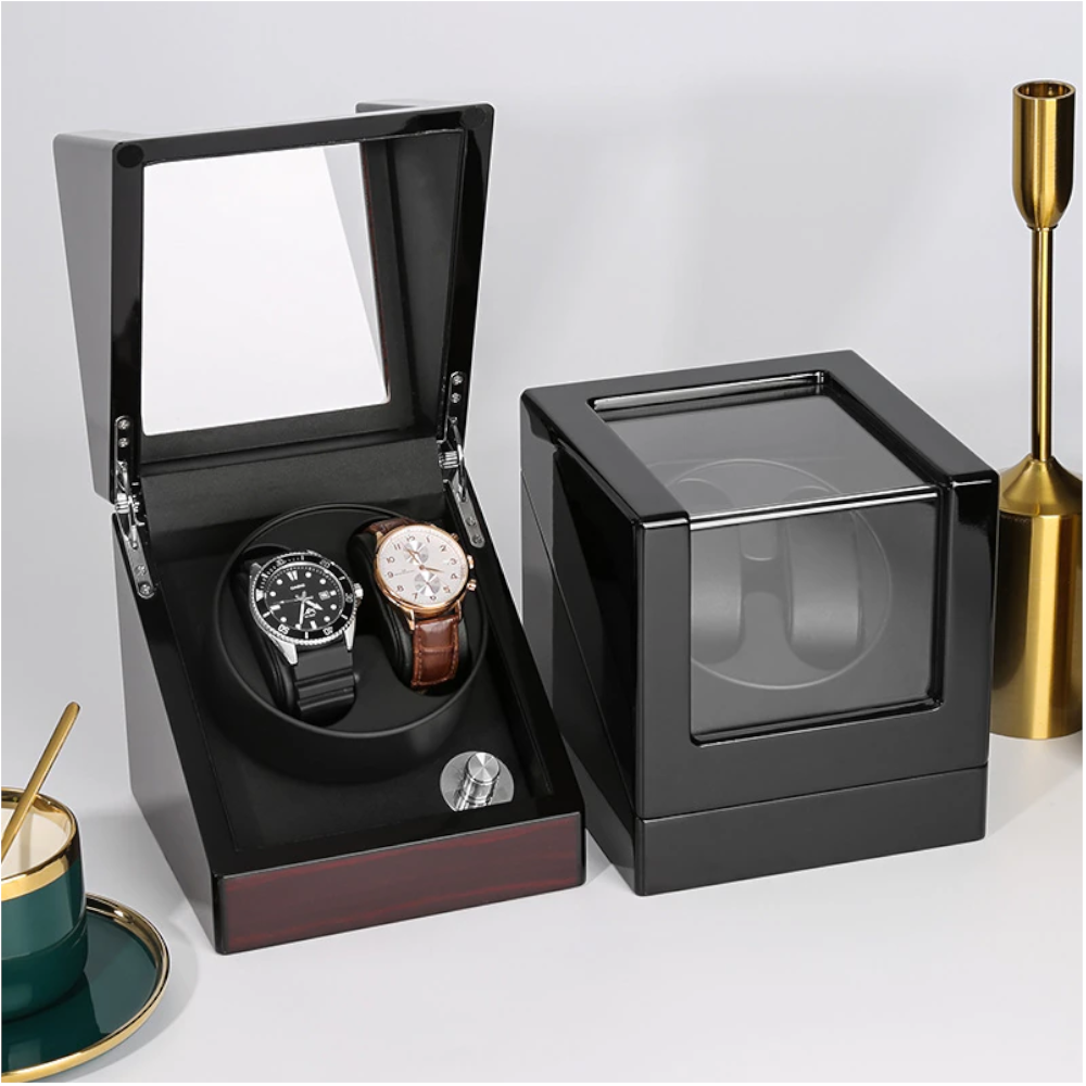 Double Watch Automatic Winding Box Mechanical Device With Led