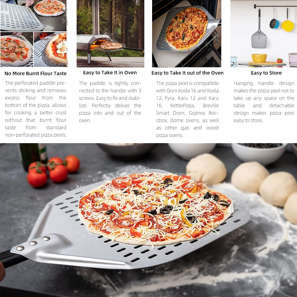 Pizza Shovel 33 Centimetre X 62 Silver For Perforated Peel Metal Handle