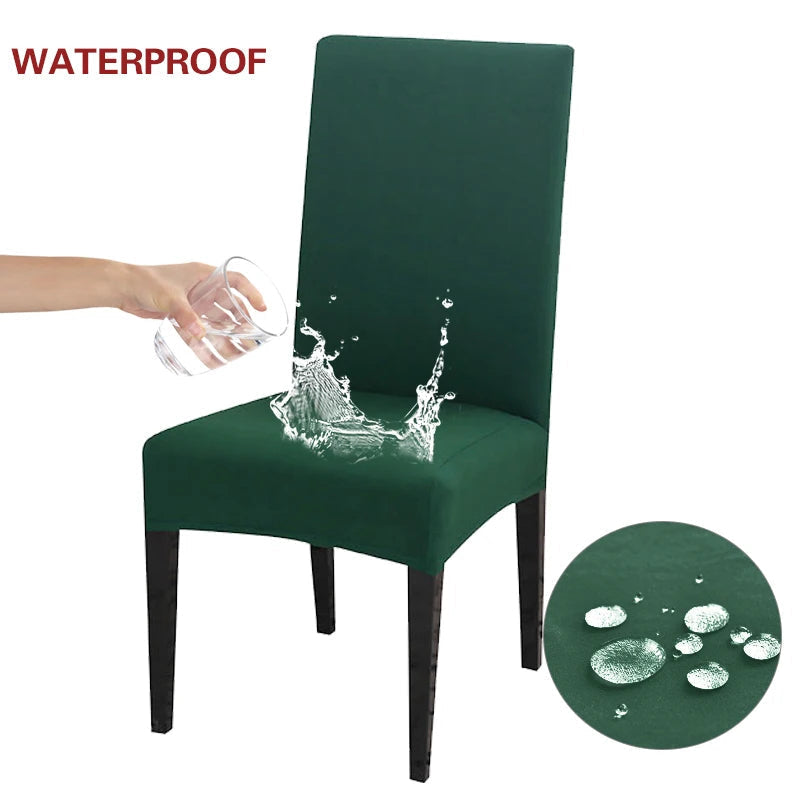 Chair Cover Green Anti Dirt Waterproof Elastic Material For Dining Room Kitchen