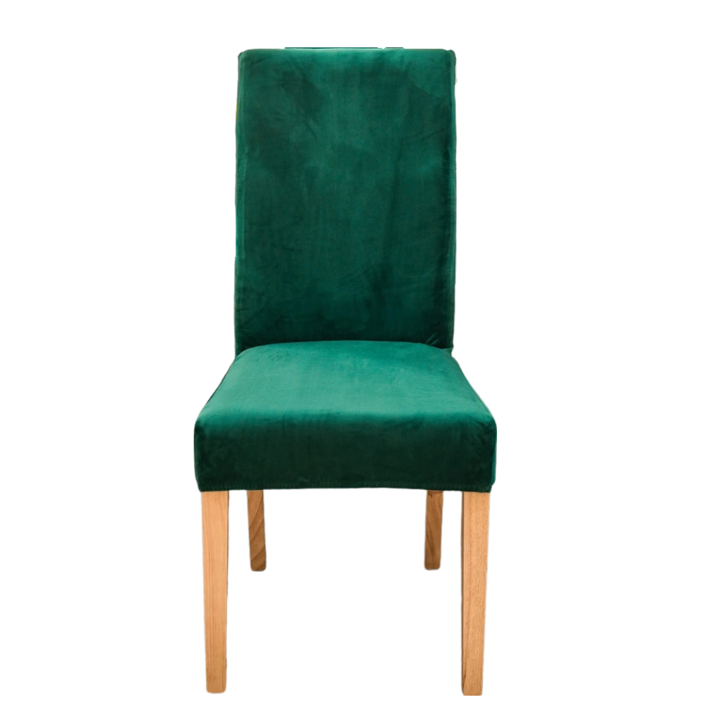 Dark Green Velvet Plush Stretch Slipcover Elastic Spandex Chair Cover For Dining Room Kitchen Wedding Banquet Hotel