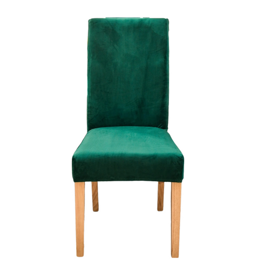 Dark Green Velvet Plush Stretch Slipcover Elastic Spandex Chair Cover For Dining Room Kitchen Wedding Banquet Hotel