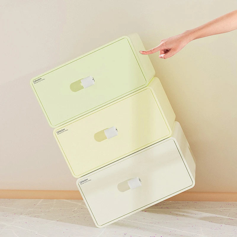 Storage Box White 20X20x5cm Desktop Stackable Drawer Type Organizer