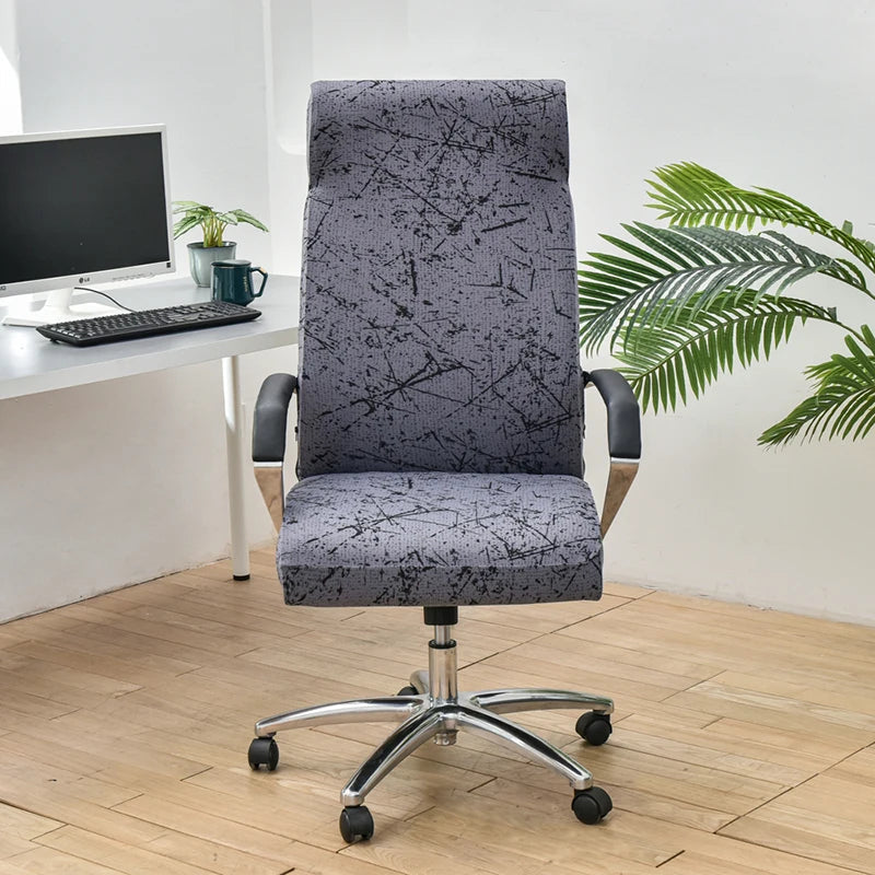 Office Chair Cover Dark Grey Scratch Design Medium Non Slip Rotating Seat Case Universal Armrest Protector For Business