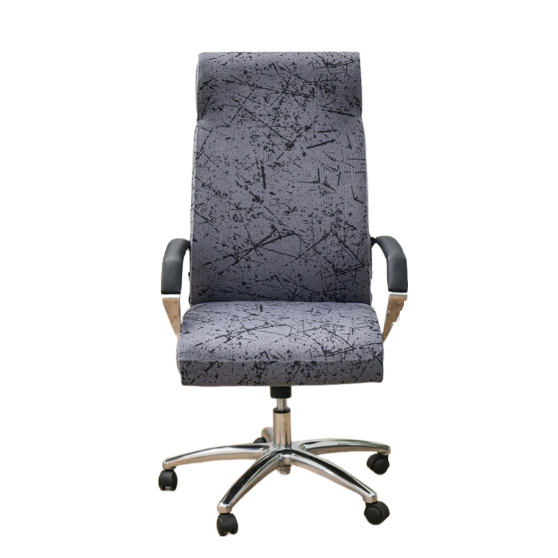 Office Chair Cover Dark Grey Scratch Design Medium Non Slip Rotating Seat Case Universal Armrest Protector For Business