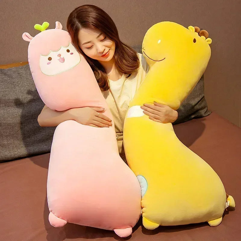 Side Sleeping Body Pillow Pink Lama Cartoon Animal Soft Cozy Long