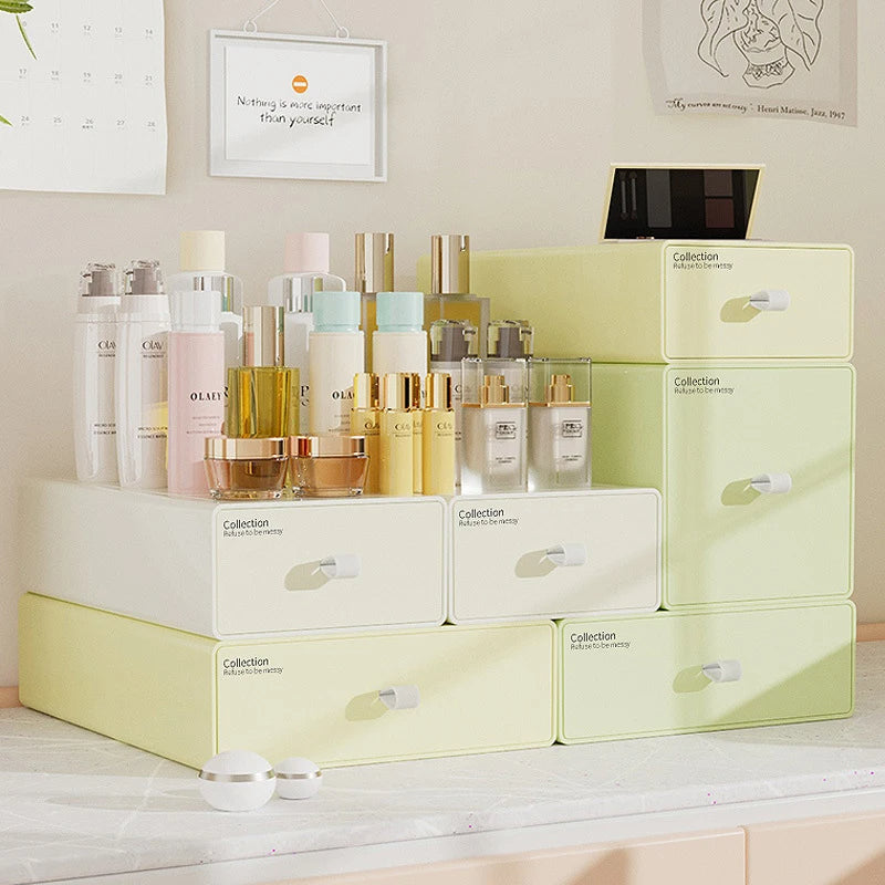 Storage Box White 20X20x5cm Desktop Stackable Drawer Type Organizer