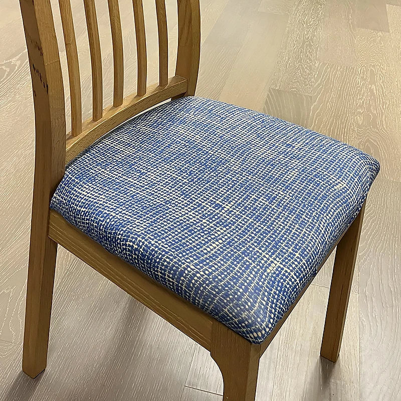 Chair Cover Navy Blue Corn Kennel Pattern Stretch Seat For Dining Kitchen