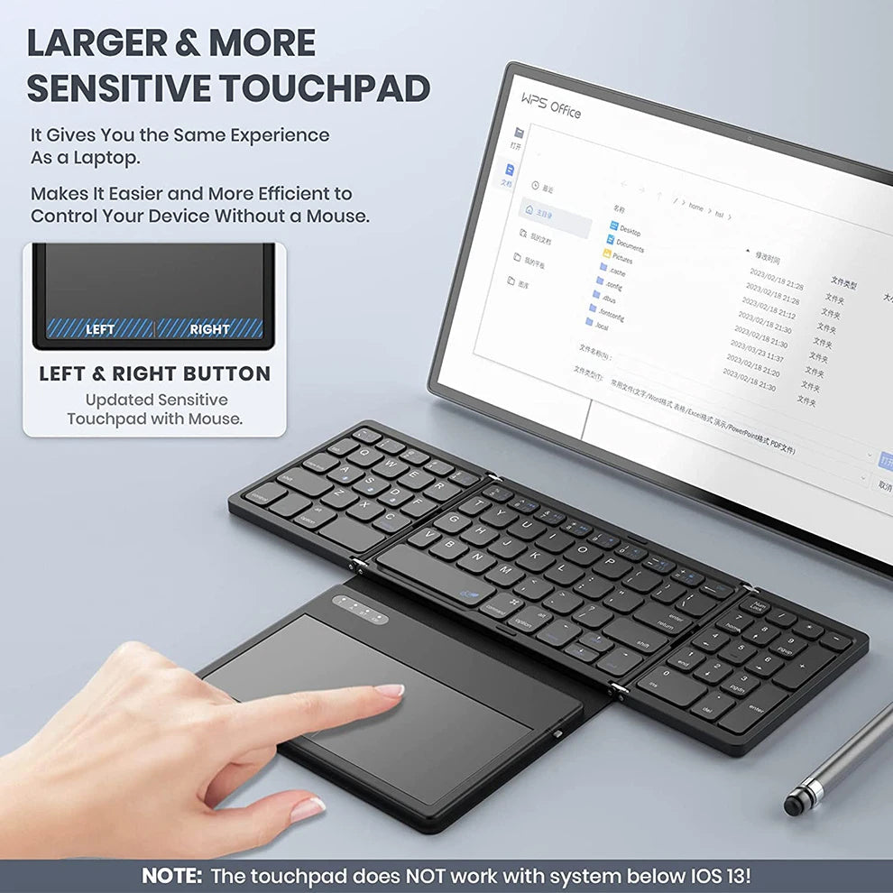 Bluetooth Keyboard Black Mini Foldable Wireless Portable Computer Laptop Keys