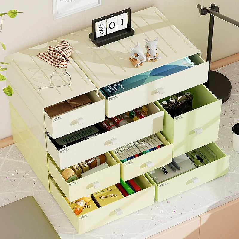 Storage Box White 20X20x5cm Desktop Stackable Drawer Type Organizer