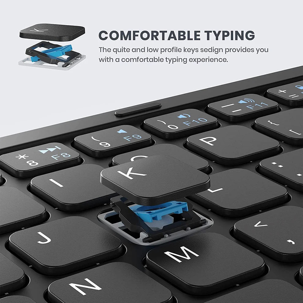 Bluetooth Keyboard Black Mini Foldable Wireless Portable Computer Laptop Keys