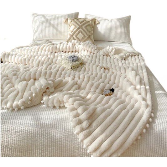 Blanket Cream White Tuscan Faux Rabbit Fur Weighted 120X150cm