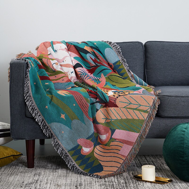 Blue Blanket Multi Function Forest Dancer Throw Two Sides Sofa Covers 130 By 160 Centimetre