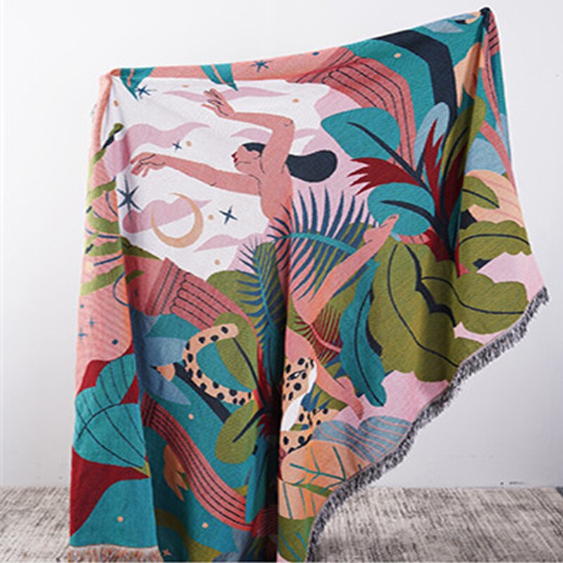 Blue Blanket Multi Function Forest Dancer Throw Two Sides Sofa Covers 130 By 160 Centimetre