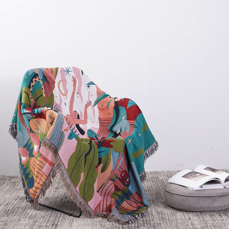 Blue Blanket Multi Function Forest Dancer Throw Two Sides Sofa Covers 130 By 160 Centimetre