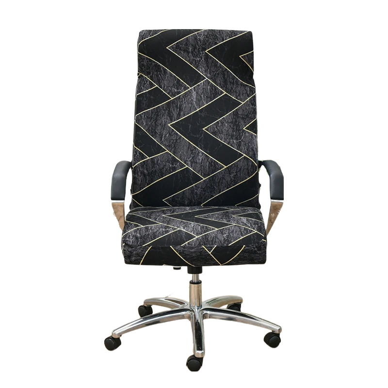 Office Chair Cover Black Dark Gray Pattern Medium Non Slip Rotating Seat Case Universal Armrest Protector Covers
