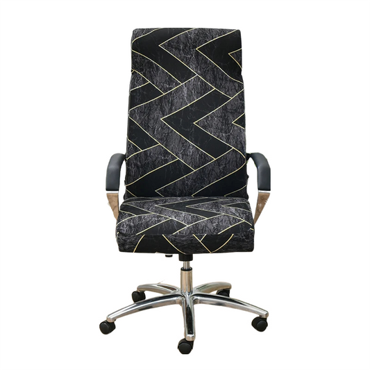 Office Chair Cover Black Dark Gray Pattern Medium Non Slip Rotating Seat Case Universal Armrest Protector Covers