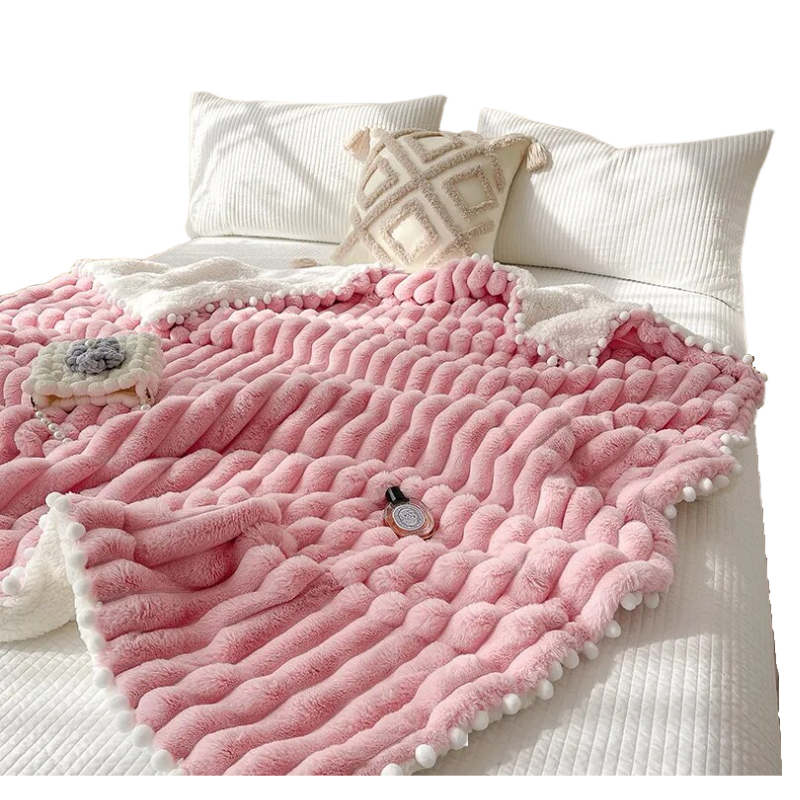 Deep Pink Tuscan Faux Fur Weighted Blanket 200X230cm For Autumn Winter