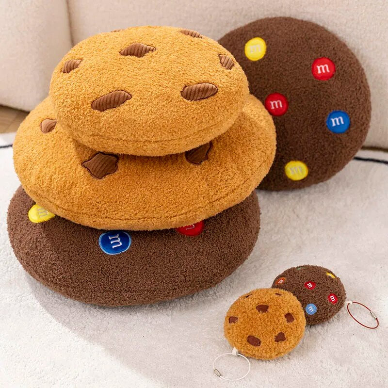 Plush Pillow Light Brown Chocolate Cookies Biscuit Shape Stuffed Soft Cushion