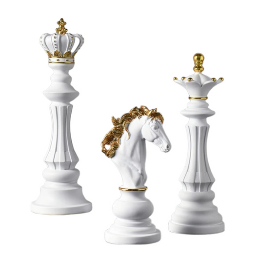 Figurine 3 Piece Chess White Resin Living Room Desktop Decoration