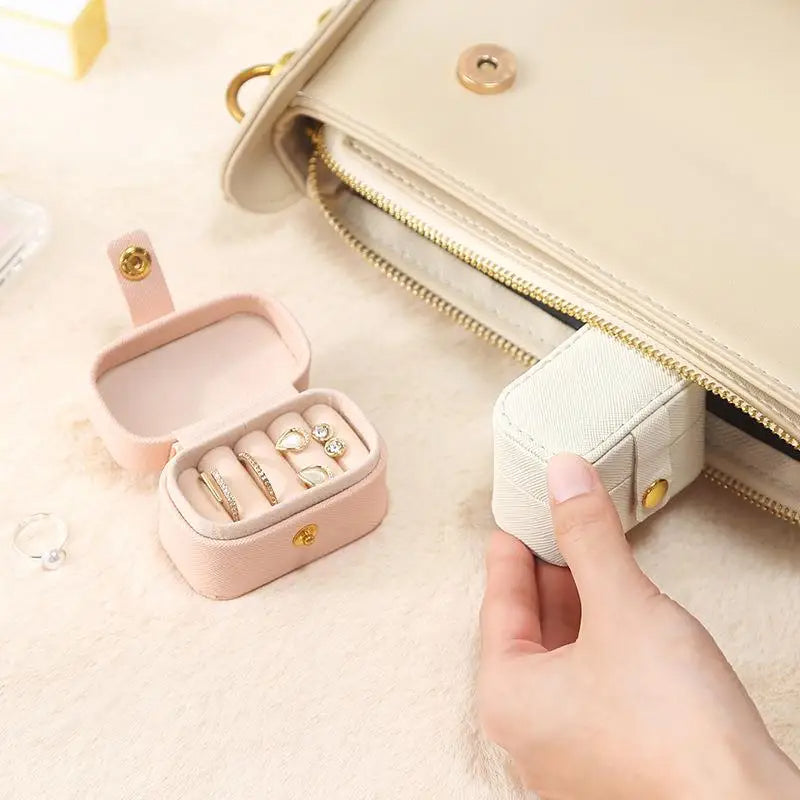 Veile Studios Jewelry Storage Mini Ring Box Portable Organizer Display Travel Gift Case Leather