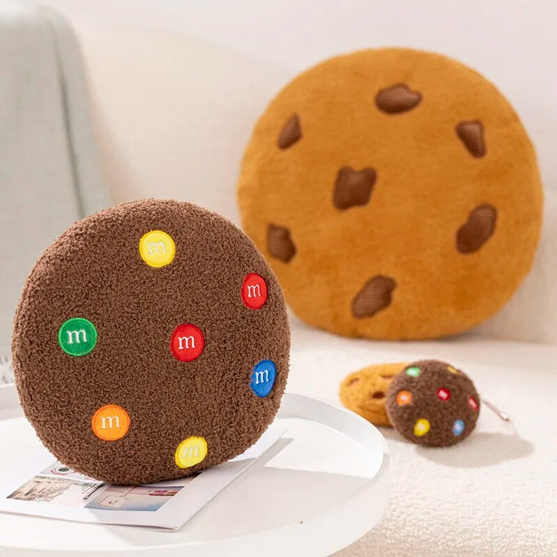 Plush Pillow Light Brown Chocolate Cookies Biscuit Shape Stuffed Soft Cushion