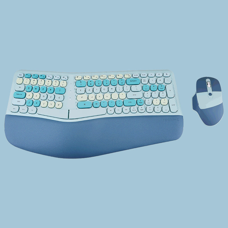 Bluetooth Keyboard Mouse Combo Set Ergonomic Wireless Portable Device