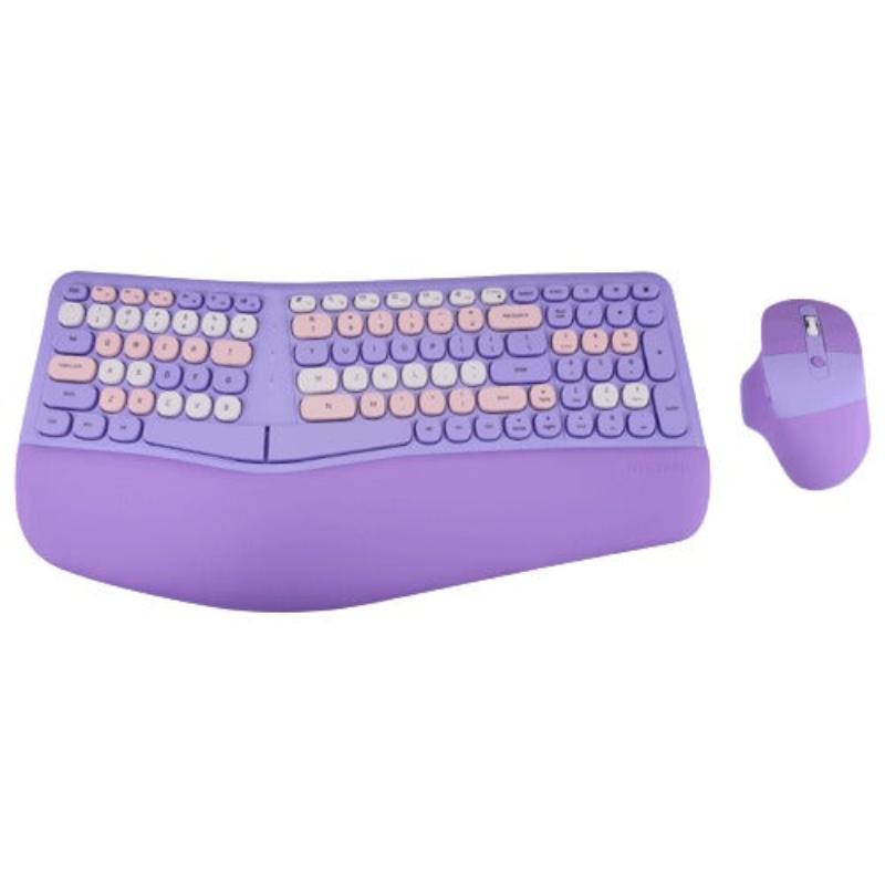 Bluetooth Keyboard And Mouse Combo Set Ergonomic Wireless Portable Device Purple